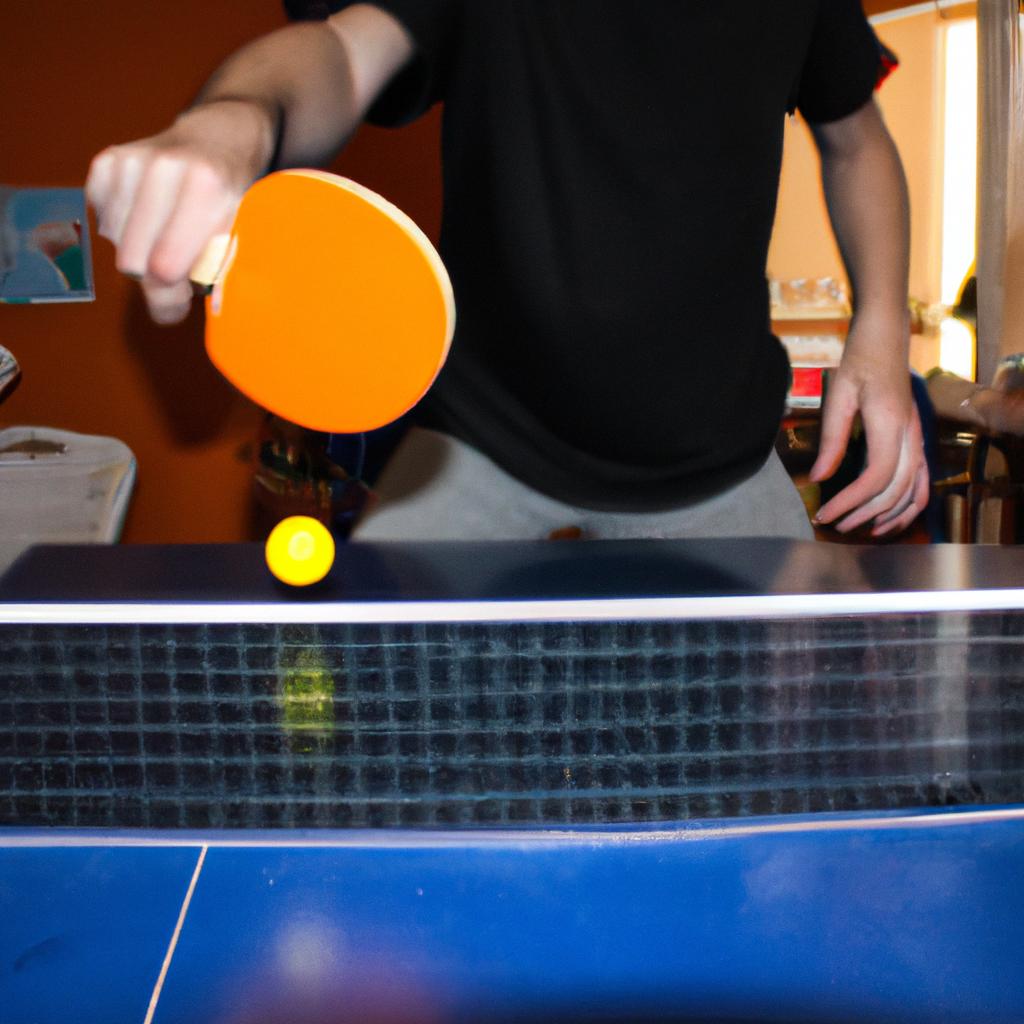 Person playing table tennis game