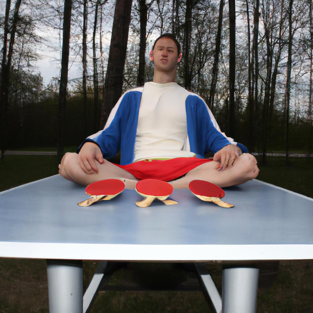 Person meditating with table tennis