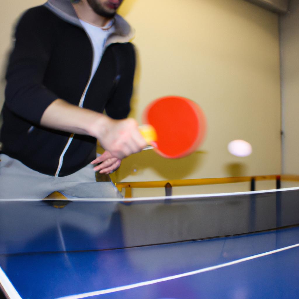 Person playing table tennis match