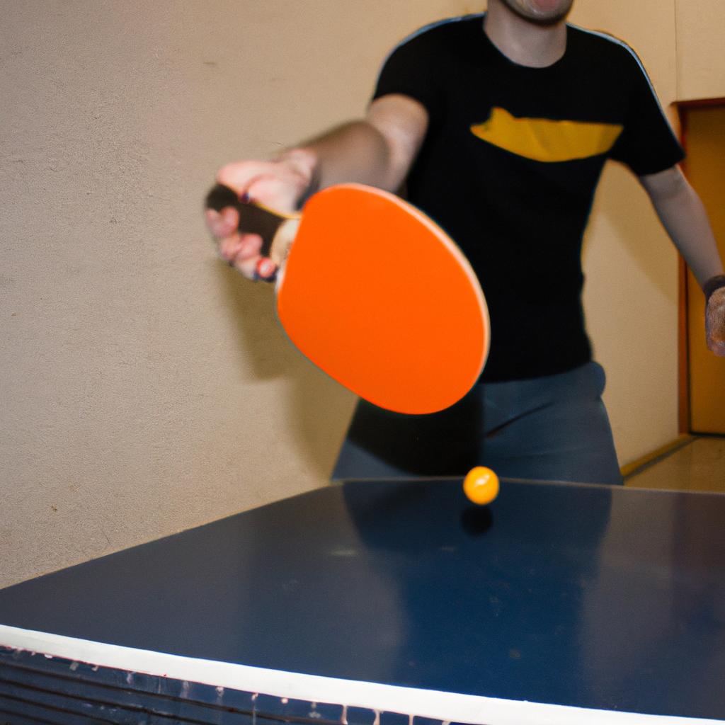 Person playing table tennis sport