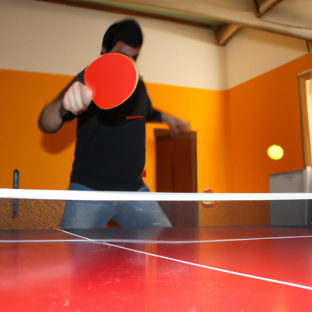 Person playing table tennis match